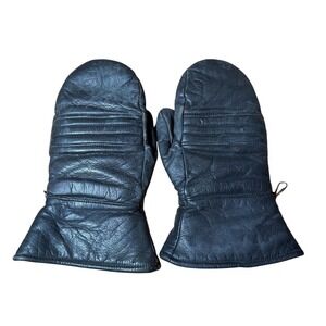 Vintage Top Grain Cowhide Leather Ski Snowboard Mittens Gloves Medium